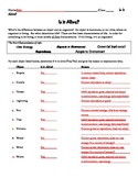 Is It Alive, Characteristics of Life Worksheet