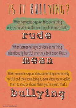 Is It Bullying Classroom Poster Rude Vs Mean Vs Bullying Tpt