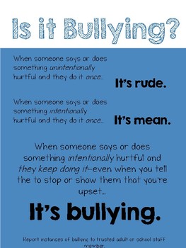 Is It Bullying? Poster by Colorful Counselor | TPT