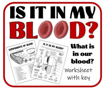 Preview of Is It In My Blood? The Components of Blood Worksheet (Distance Learning Option)