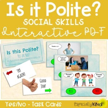 Preview of Is It Polite? Social Skills - Yes/No Task Cards - Special Education