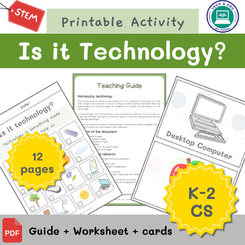 Preview of Is It Technology? Printable Worksheet and Cards for K-2 Students