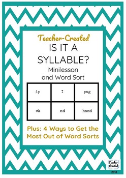 Preview of Is It a Syllable? Minilesson and Sort