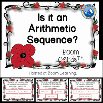 Preview of Is It an Arithmetic Sequence Boom Card Deck--Digital Task Cards