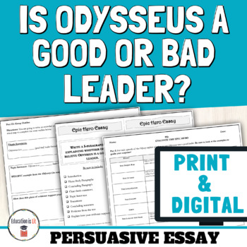 Preview of Print & Digital The Odyssey Activities Epic Hero's Journey Writing Prompt