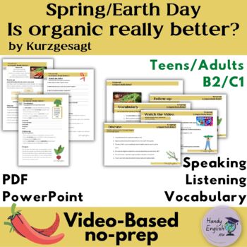 Preview of Spring and Earth Day Organic Farming video-based lesson plan ESL ELA