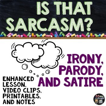 Preview of Sarcasm, Irony, Satire, and Parody English Literary Devices