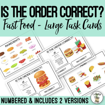 Preview of Is The Order Correct? - Fast Food - Large Task Cards