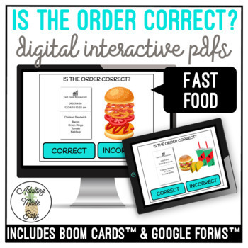Preview of Is The Order Correct? Fast Food Digital Activity