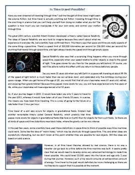 Preview of Is Time Travel Possible? - Reading Comprehension / Informational Text