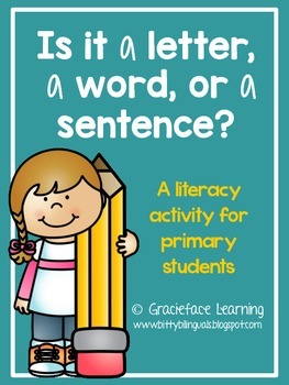 Preview of Is it a Letter, a Word, or a Sentence? - A Literacy Center for Primary Students