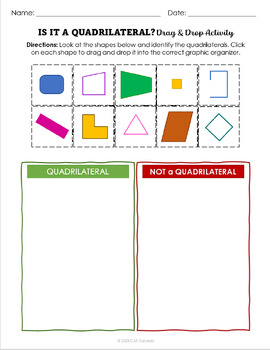 Preview of Is it a Quadrilateral (formal & informal vocab) - Drag & Drop Sorting Activity