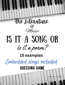 Preview of Is it a song or is it a poem? Song lyrics and poetry guessing game