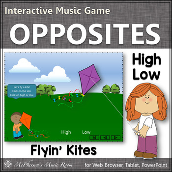 Preview of Spring Music Opposites ~ High or Low? Interactive Music Game {kites}