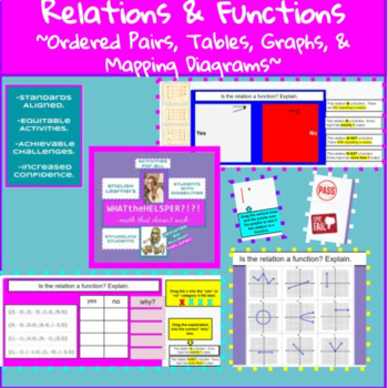 Preview of Is the Relation is Function? (Ordered pairs, graphs, mapping diagrams, tables)