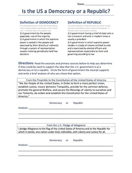 Preview of Is the US a Democracy or a Republic?