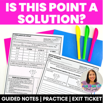 Preview of Is this Ordered Pair a Solution to an Equation Guided Notes Practice Exit Ticket