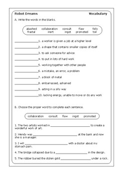 Isaac Asimov "Robot Dreams" worksheets by Peter D TPT