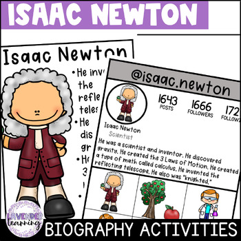 Preview of Isaac Newton Biography Activities, Report, Worksheets, and Flip Book - Scientist