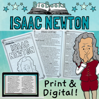 Preview of Sir Isaac Newton Biography Reading Passage Activity Booklet PRINT and DIGITAL