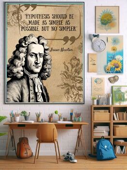 Preview of Isaac Newton Quote Educational Poster: "Hypothesis Simplification"