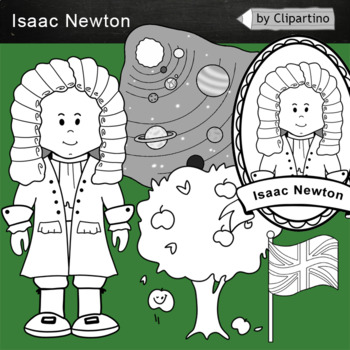 Preview of Isaac Newton clipart bw
