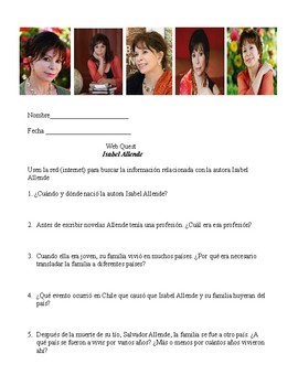 Preview of Isabel Allende Web Quest in Spanish