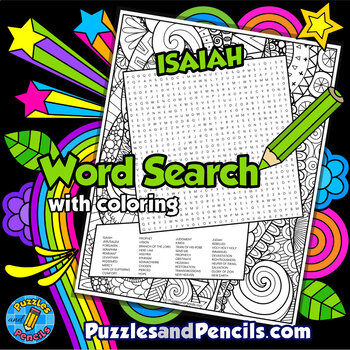 Preview of Isaiah Word Search Puzzle Activity with Coloring | Books of the Bible