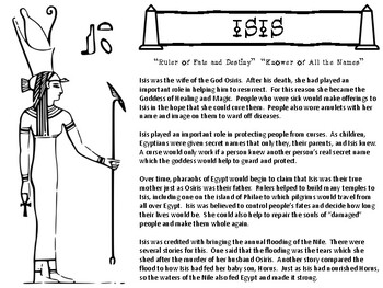 Preview of Isis - Egyptian Gods Free Reading and Project Sheets