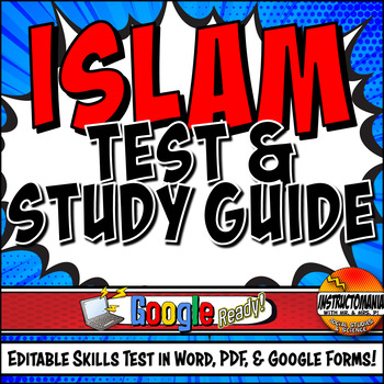 Preview of Islam Empires Skills Test & Study Guide Bundle, Editable, Print or Google Forms