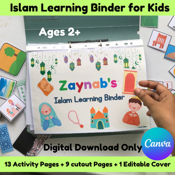 Preview of Islam Learning Binder for toddlers,Muslim Homeschool ,Preschool Islam Busy Book