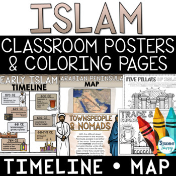 Preview of Islam Posters - Timelines Maps Coloring Pages -  Bulletin Board Islamic World