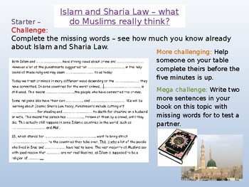 Preview of Islam: Sharia Law - Presentation and Worksheets