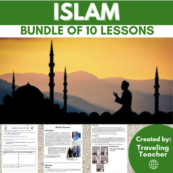 Preview of Islam Unit Bundle: 10 Products; Readings + Printable Worksheets + Activities