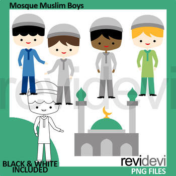 Preview of Islam clip art (Mosque Muslim Boys)