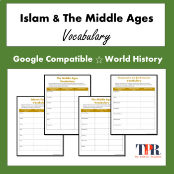 Preview of Islamic Empire and The Middle Ages Vocabulary Graphic Organizer