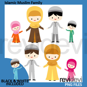 Preview of Islamic Muslim Family Clip art (Islam religion clipart)