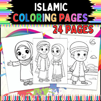 Preview of Islamic coloring pages | lembar mewarnai islami | 24 pages | printable Sheets