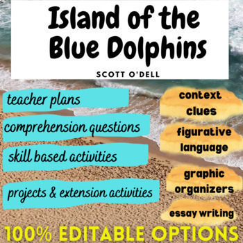 Preview of Island of the Blue Dolphins Novel skill based lessons, activities, comprehension