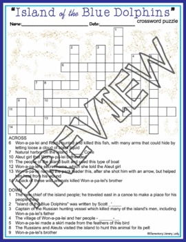 Island of the Blue Dolphins Activities O Dell Crossword Puzzle and Word
