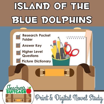 Preview of Island of the Blue Dolphins {Novel Study & Resarch Folder} - PRINT & DIGITAL