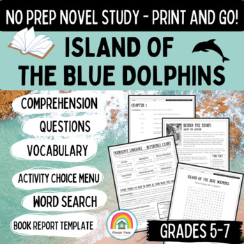 Preview of Island of the Blue Dolphins Novel Study: Comprehension Quiz Activities, Vocab