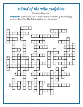 Island of the Blue Dolphins: 50 Word Prereading Crossword Great Warm Up