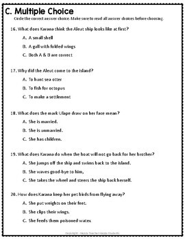 island of the blue dolphins study guide answer key