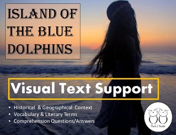 Preview of Island of the Blue Dolphins Visual Novel Study with Comprehension Q & A's