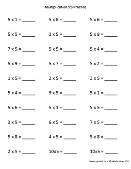 isolated math facts practice multiplication 5s by