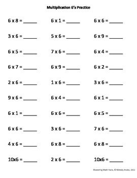 Isolated Math Facts Practice Multiplication Bundle (2's-10's) | TpT