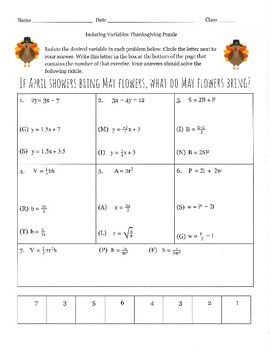 Isolating Variable Worksheets Teaching Resources Tpt