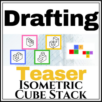 Preview of Isometric Cube Stack Drawing Worksheet Pg 1 2D to 3D Isometric Drawing Exercises