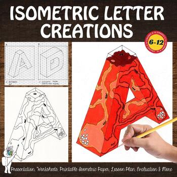 Preview of Isometric Letter Creations, Perspective, High School, Middle School Art Project